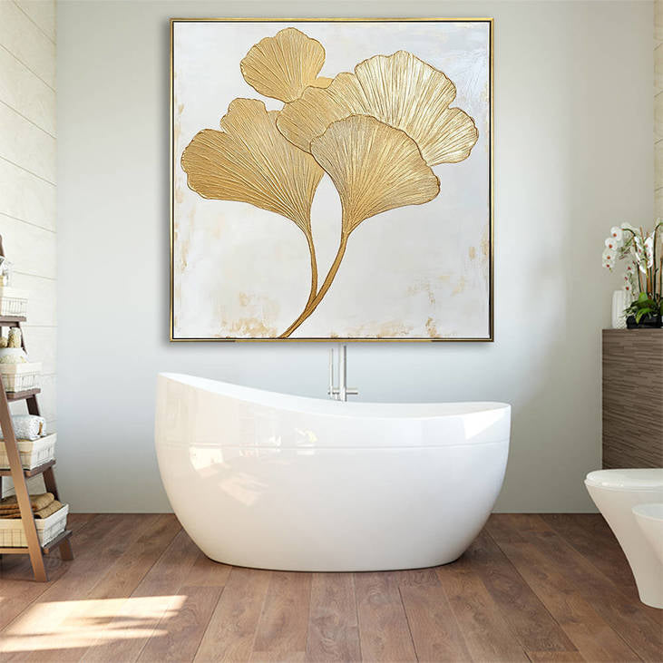 Golden Ginkgo Leaf Hand Painted Canvas #YX339