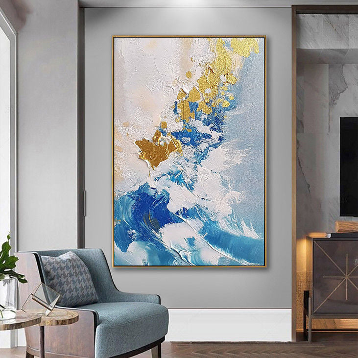 Gold Foil Hand Painted Abstract Wall Art #YX83