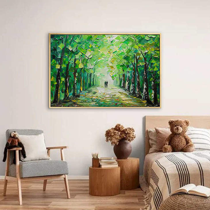 Hand Painted Forest Path Canvas Art #VA312