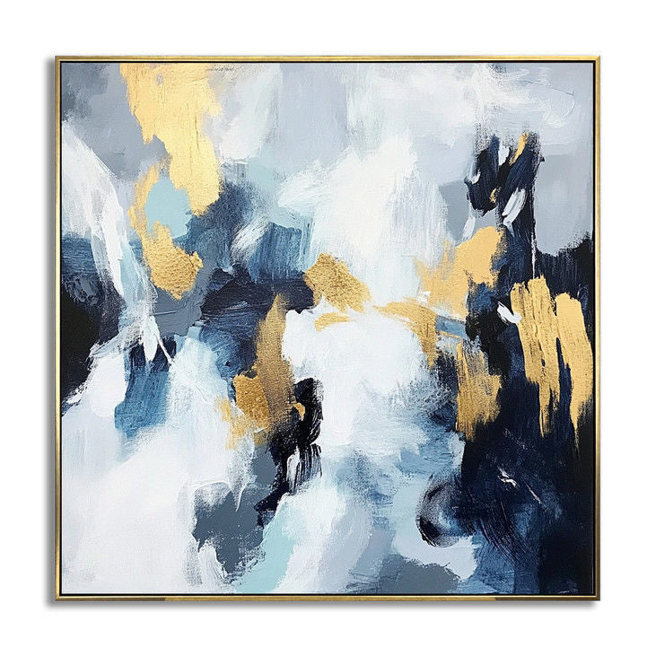 Gold Accent Abstract Handmade Canvas Painting #YX16