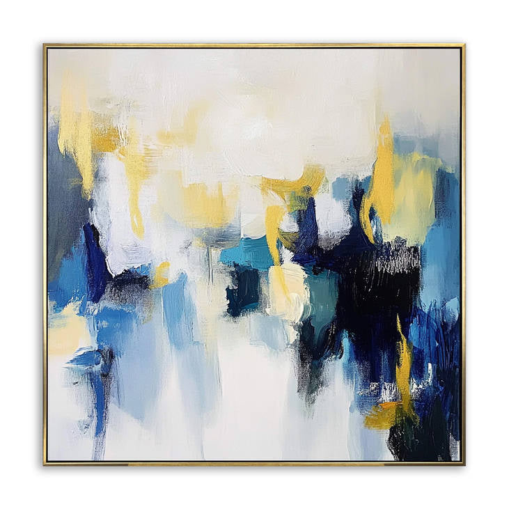 Blue Yellow Abstract Painting for Living Room Decor #YX296