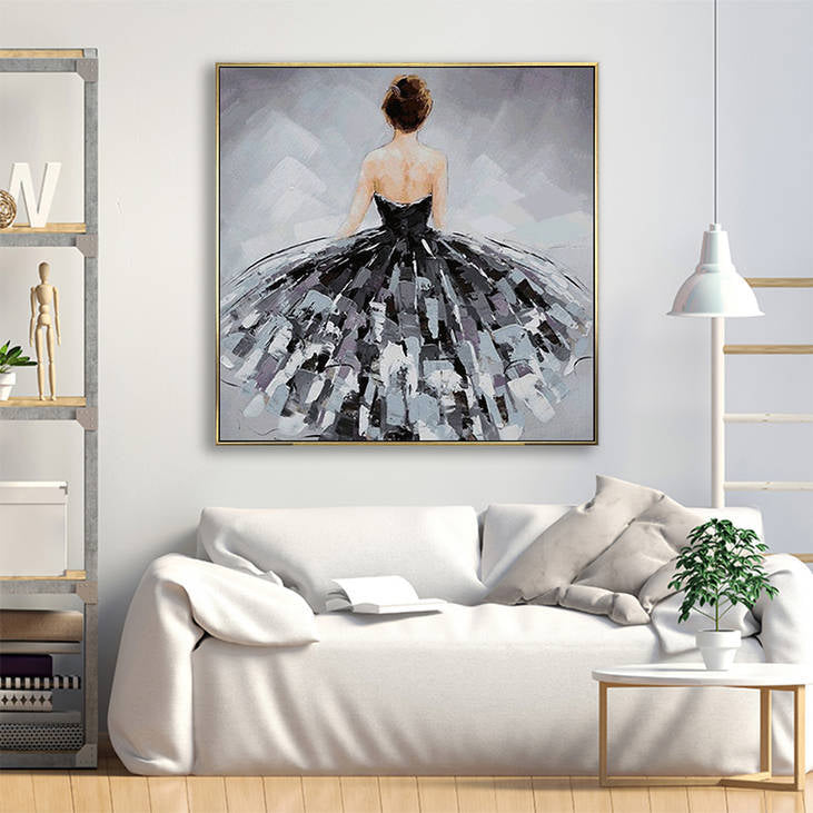 Hand-Painted Abstract Ballerina Canvas Art #YX304