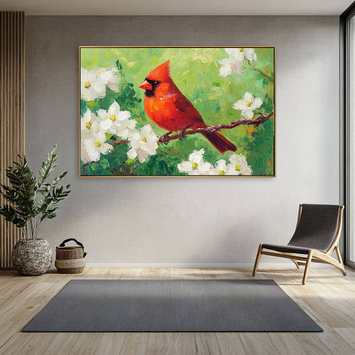 Hand Painted Red Cardinal Art #YX205