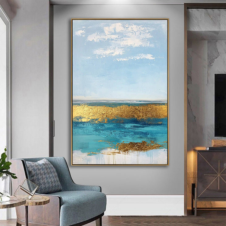 Hand Painted Abstract Seaside Wall Art #YX79