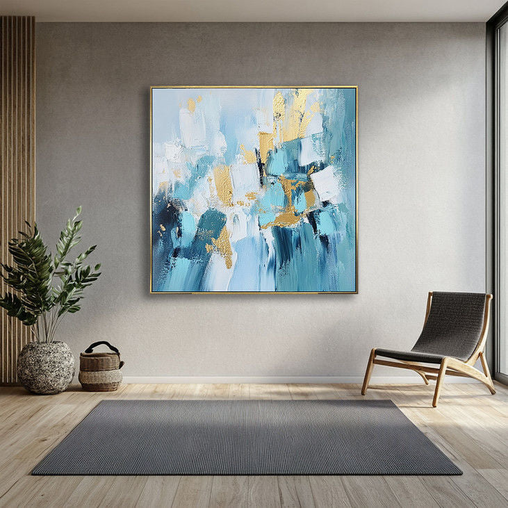 Gold Accented Impasto Abstract Painting #YX38
