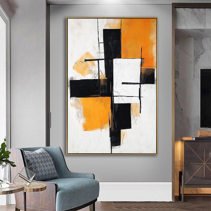Hand Painted Abstract Geometric Wall Art #YX73