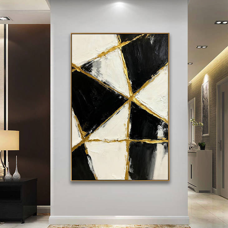 Hand Painted Geometric Abstract Decorative Wall Art #YX364