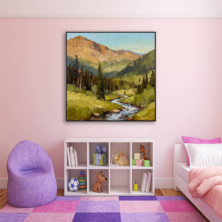 Mountain Stream & Forest Artwork for Home Decor #YX353