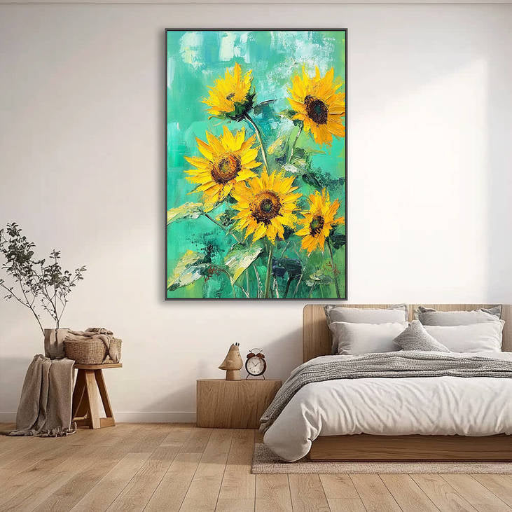 Hand Painted Sunflower Canvas Wall Art #YX327