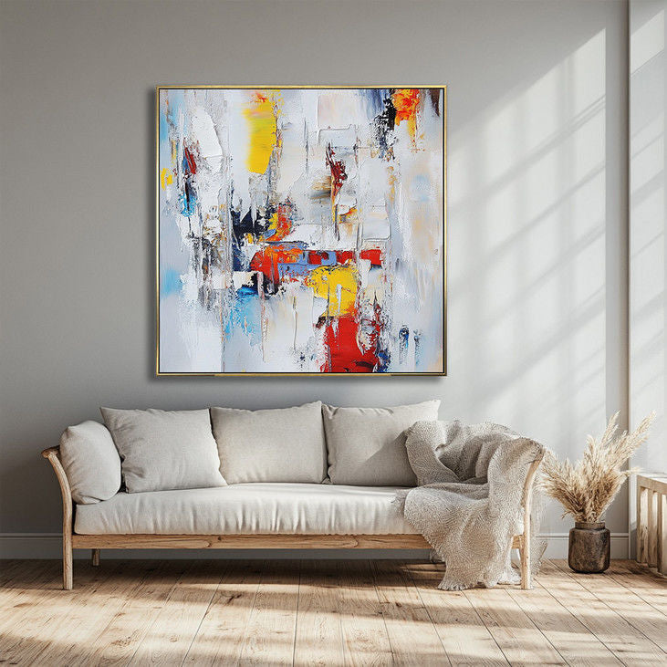 Hand Painted Abstract Canvas: Colorful Textured Art #YX26