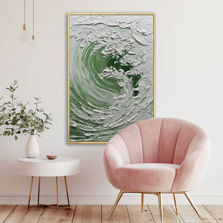 Handmade Textured Wave Canvas Painting | Modern Coastal Wall Art #YX501