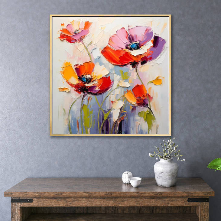 3D Textured Poppy Flower Art #VA120