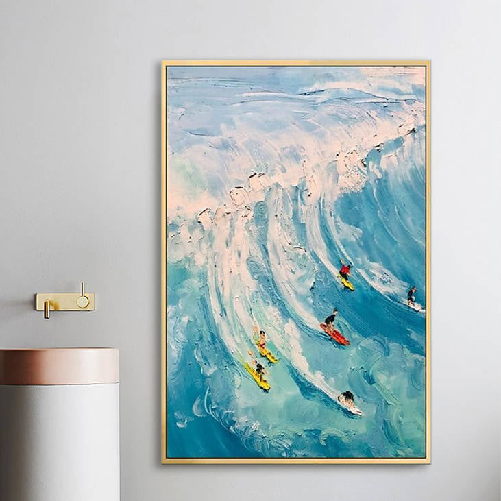 Hand Painted Surfing Scene Canvas #YX227
