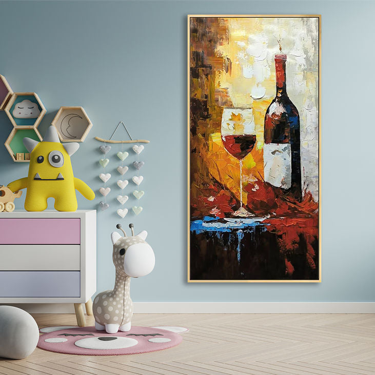 Vibrant Wine Glass & Bottle Canvas #VA442