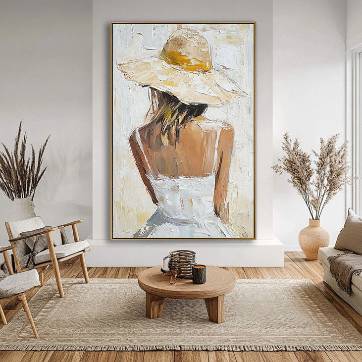 Impasto Lady in White Dress Canvas Art #YX47
