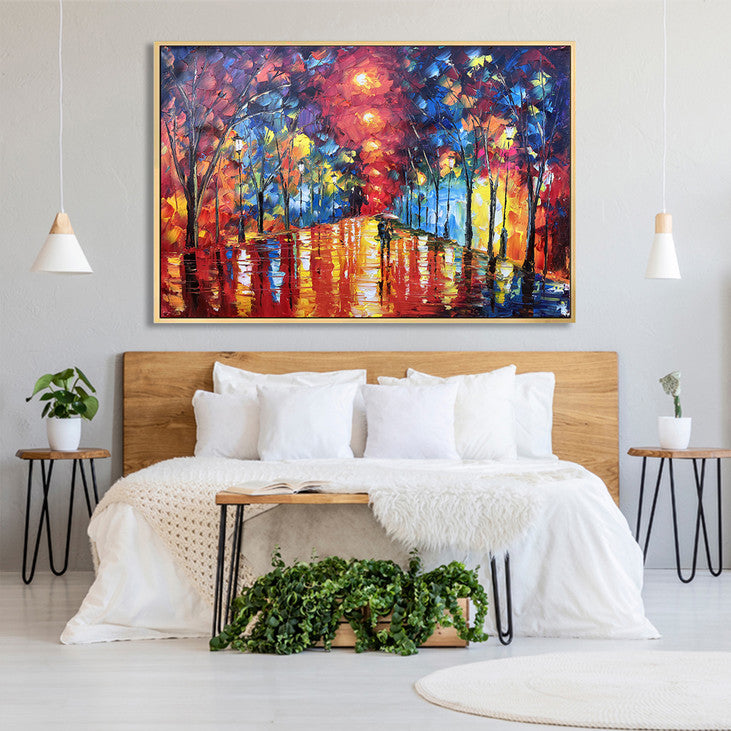 Impressionist Rainy Street Canvas Painting #VA353