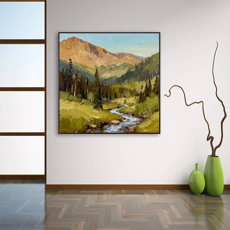 Mountain Stream & Forest Artwork for Home Decor #YX353