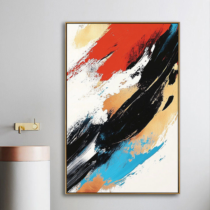 Colorful Abstract Wall Art - Modern Brushstroke Painting for Living Room  #YX57