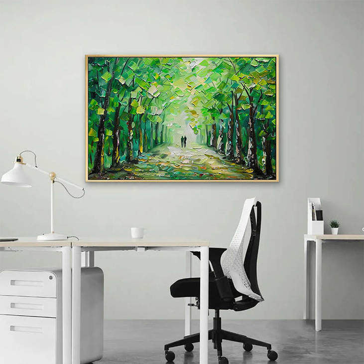 Hand Painted Forest Path Canvas Art #VA312
