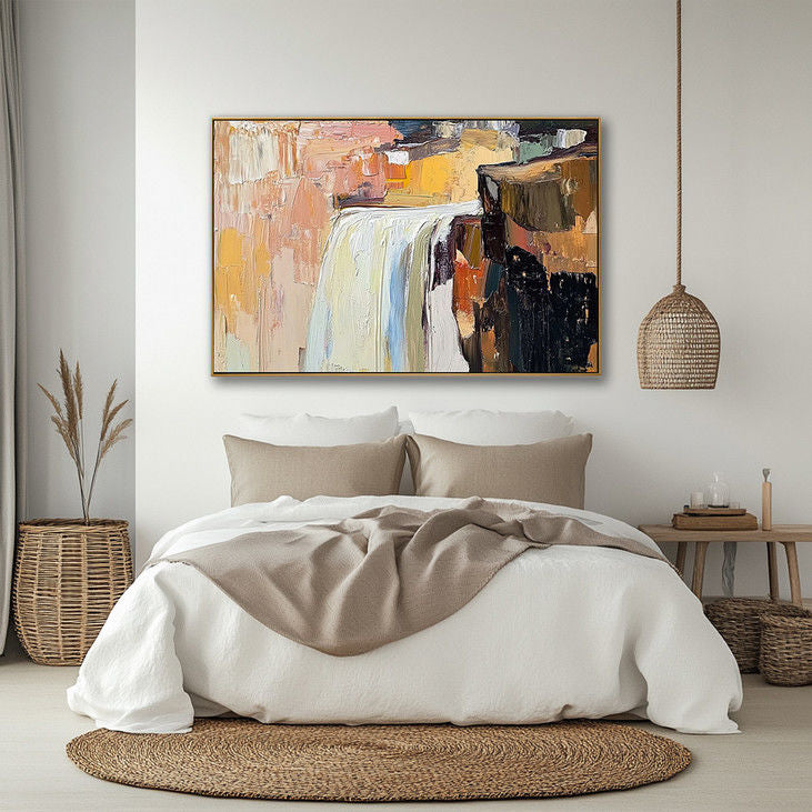 Abstract Nature Art: Waterfall Impasto for Office Spaces #YX123