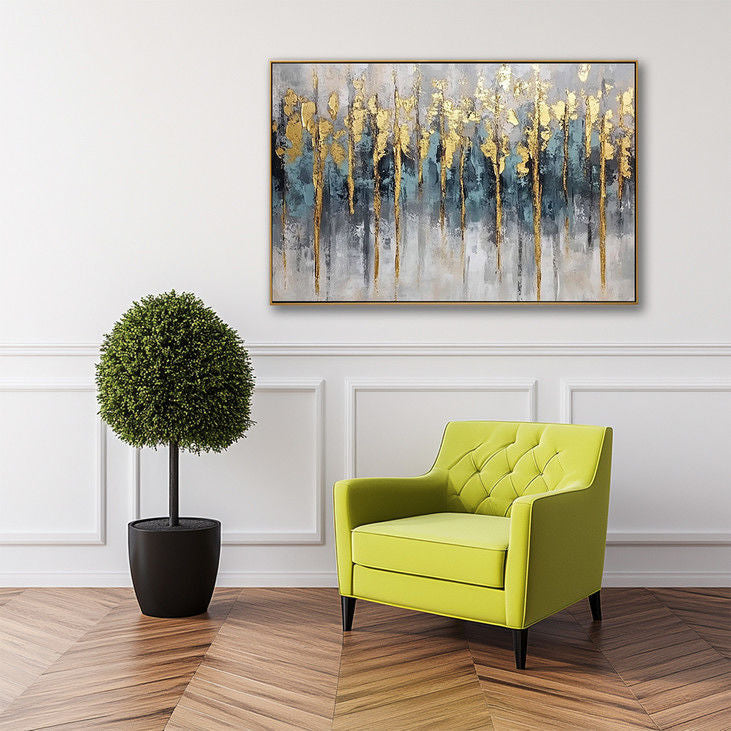 Gold Foil Tree Forest Abstract Painting #YX114