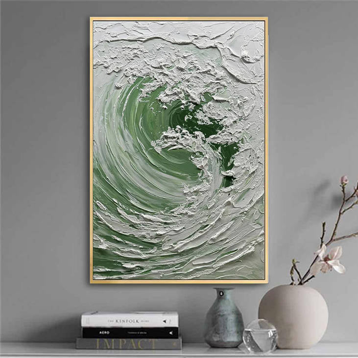 Handmade Textured Wave Canvas Painting | Modern Coastal Wall Art #YX501
