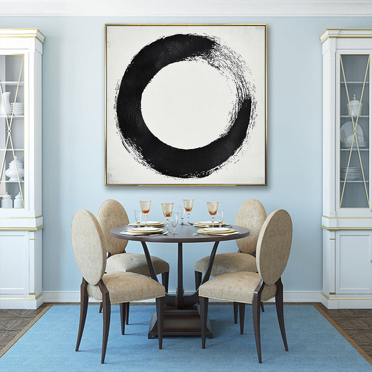 Minimalist Black & White Enso Painting #YX153