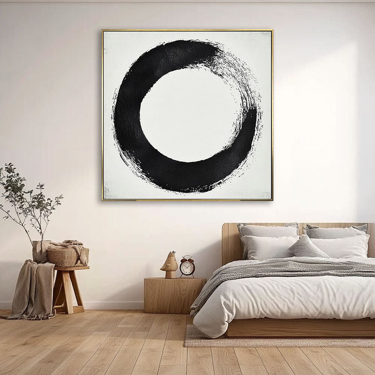 Minimalist Black & White Enso Painting #YX153