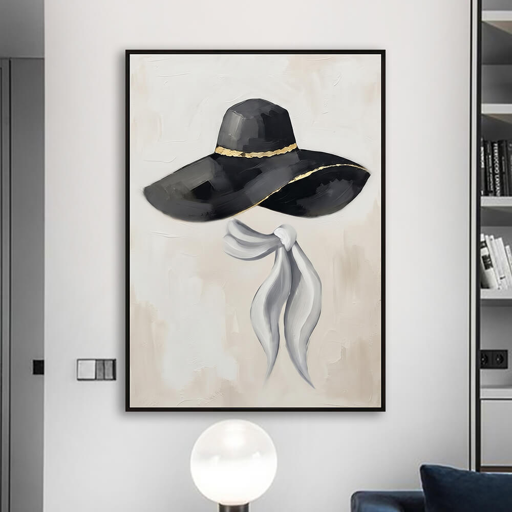 Modern apartment living space view showcasing Noir Silhouette wall art hanging above a stylish illuminated lamp console.