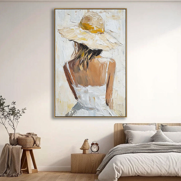Impasto Lady in White Dress Canvas Art #YX47