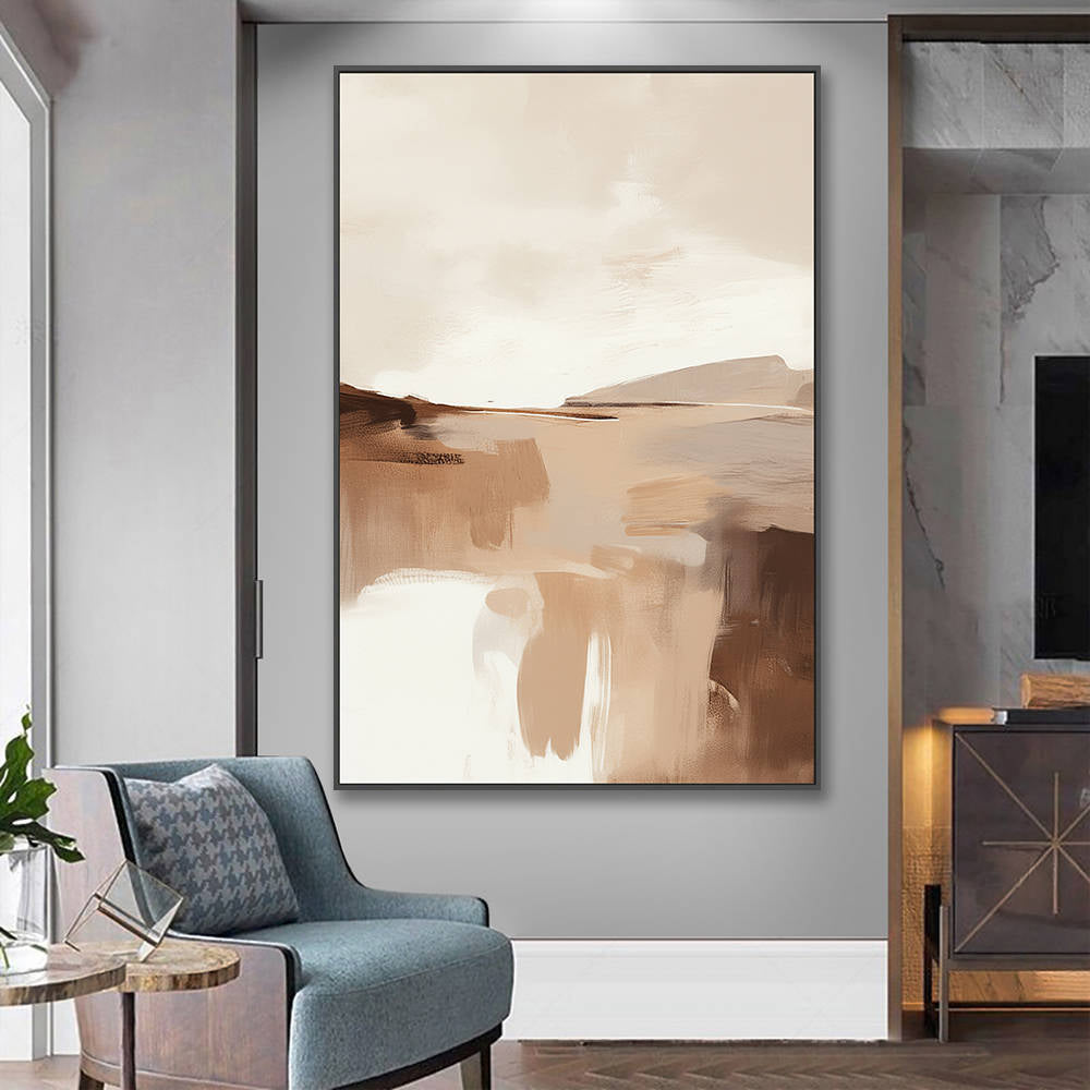 Abstract Beige Landscape Hand Painted Canvas #YX315