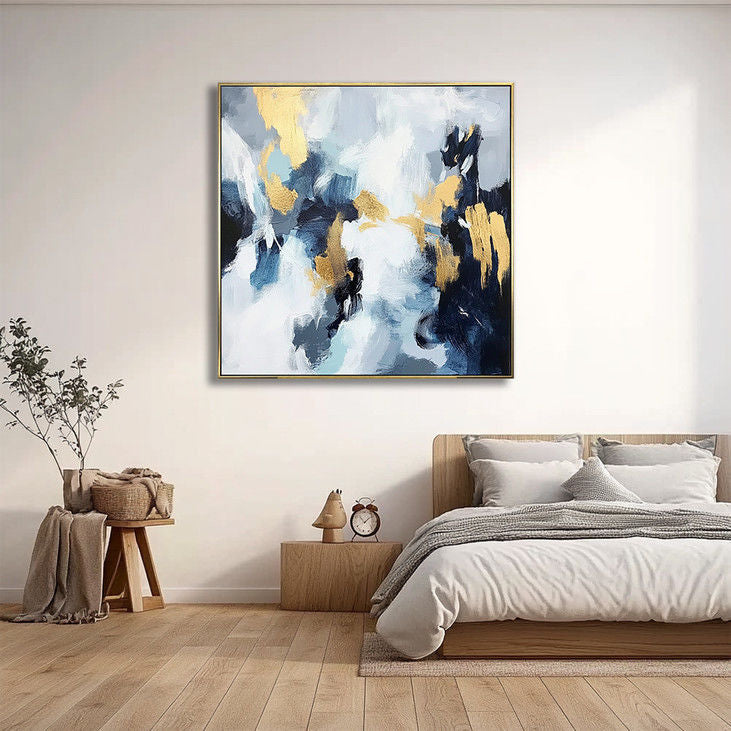 Gold Accent Abstract Handmade Canvas Painting #YX16