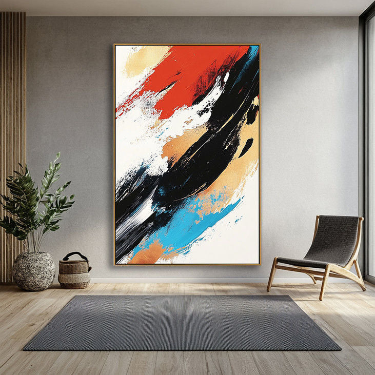 Colorful Abstract Wall Art - Modern Brushstroke Painting for Living Room  #YX57