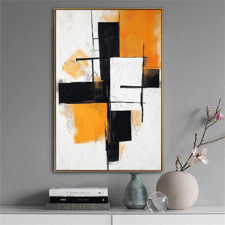 Hand Painted Abstract Geometric Wall Art #YX73