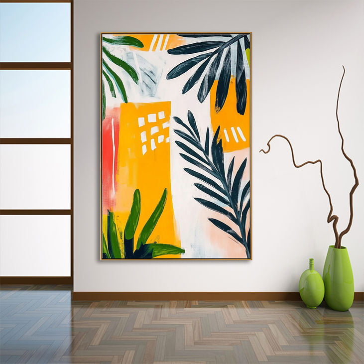 Abstract Tropical Leaf Canvas Art #YX179
