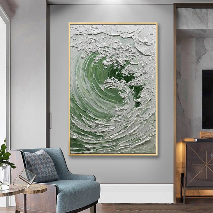 Handmade Textured Wave Canvas Painting | Modern Coastal Wall Art #YX501