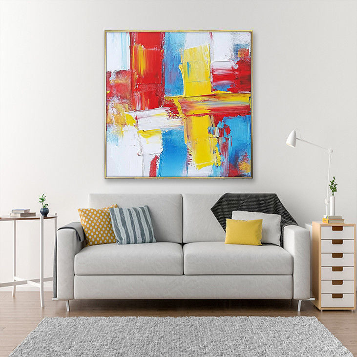 Vibrant Abstract Color Block Canvas Art #YX135