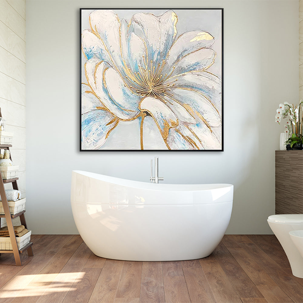 Abstract White Flower with Gold Details #YX327