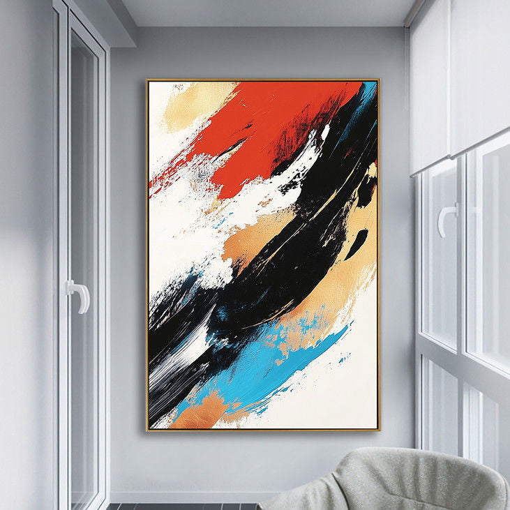 Colorful Abstract Wall Art - Modern Brushstroke Painting for Living Room  #YX57