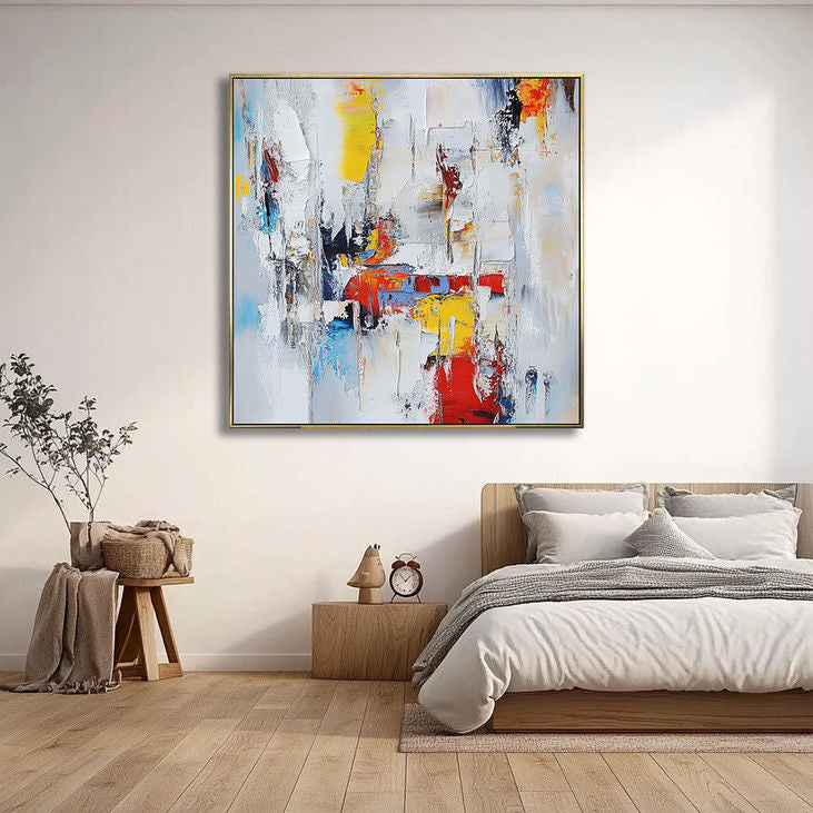 Hand Painted Abstract Canvas: Colorful Textured Art #YX26