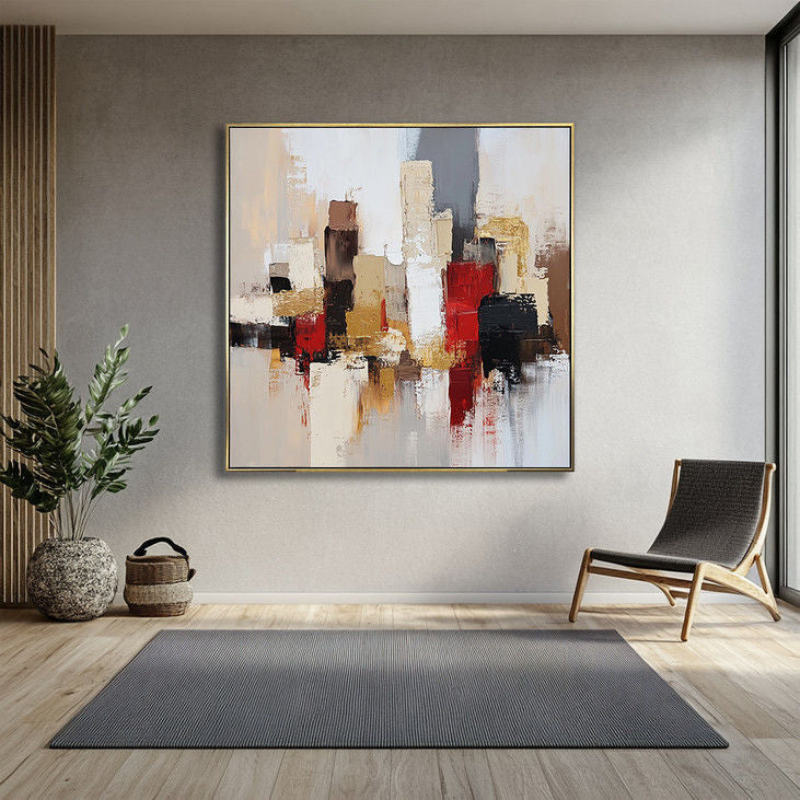 Large Square Abstract City Artwork #YX21