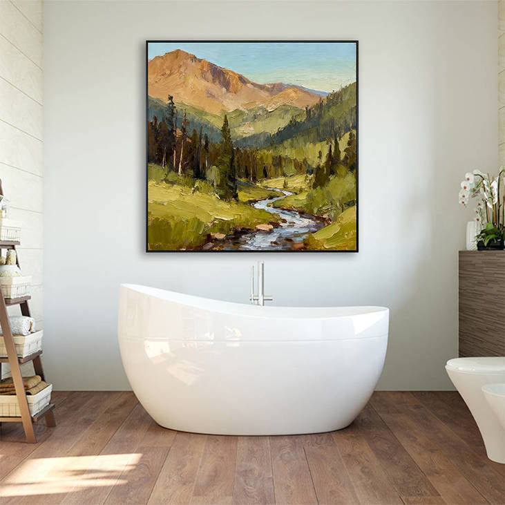 Mountain Stream & Forest Artwork for Home Decor #YX353