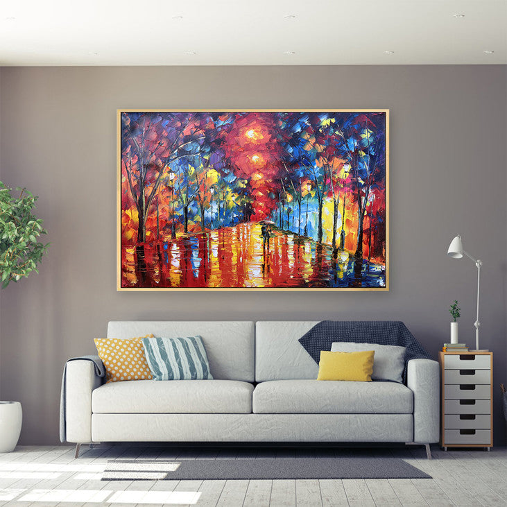 Impressionist Rainy Street Canvas Painting #VA353