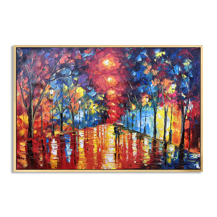 Impressionist Rainy Street Canvas Painting #VA353