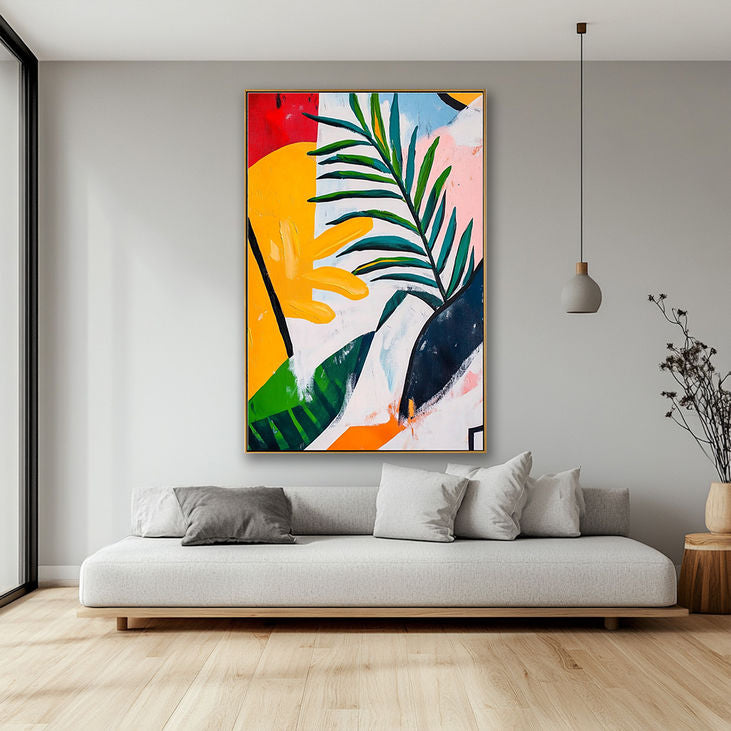 Colorful Abstract Canvas Painting-Tropical Leaf Design for Home #YX188