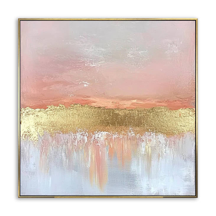 Pink Gold Foil Texture Painting #YX298