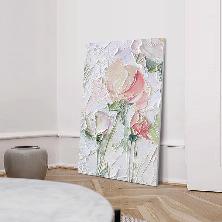 Pink & White Flower Impasto Painting #VA336