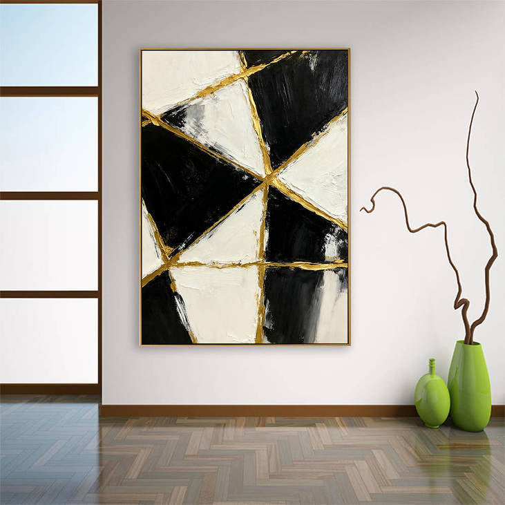 Hand Painted Geometric Abstract Decorative Wall Art #YX364