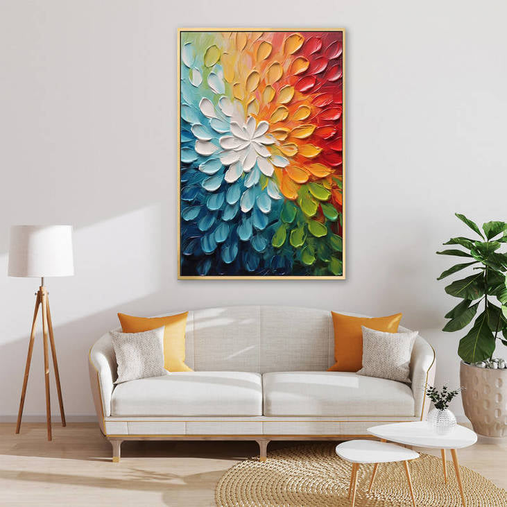 Hand Painted Impasto Rainbow Bloom #VA119