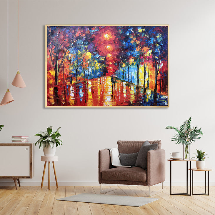 Impressionist Rainy Street Canvas Painting #VA353